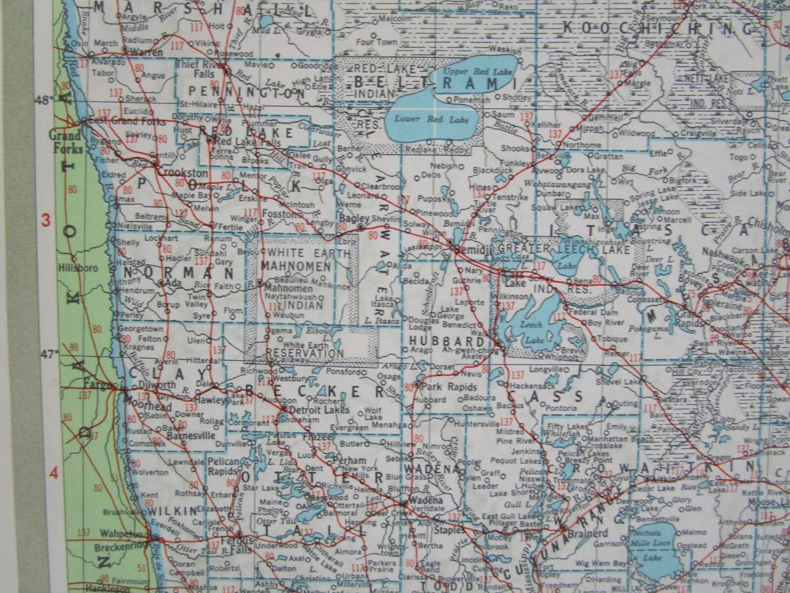 MN MI 1951 MINNESOTA RAILROAD Map DULUTH, SOUTH SHORE, & ATLANTIC RR or MICHIGAN