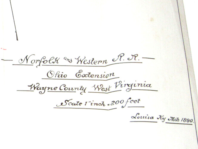 VTG 1890 NORFOLK & WESTERN RAILWAY MAP! OHIO EXTENSION WAYNE COUNTY, WV! 11×9″!