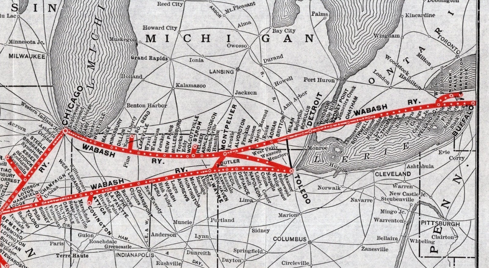 1924 Antique Wabash Railroad Map Vintage Wabash Railway Map 2692