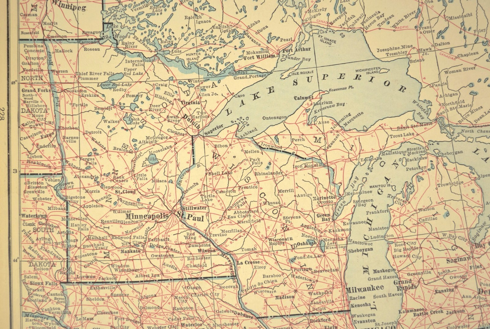 Vintage Eastern UNITED STATES Railroad Map East US Railway Wall Art Antique