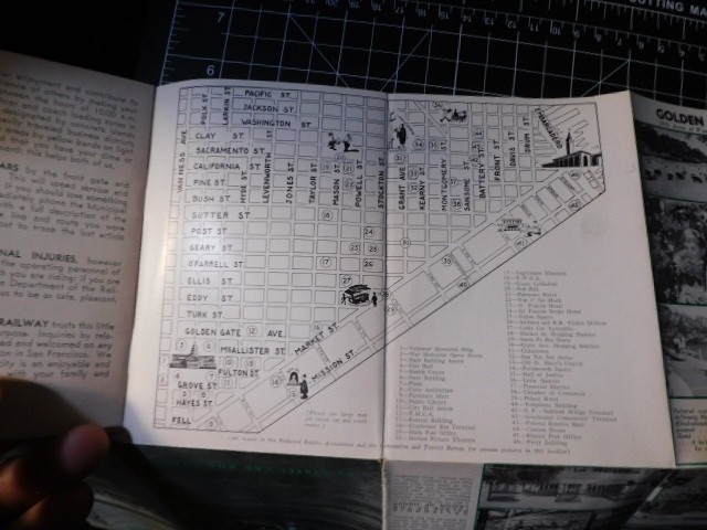 1950 MINI MUNICIPAL RAILWAY MAP OF LINES & ROUTES IN SAN FRANCISCO