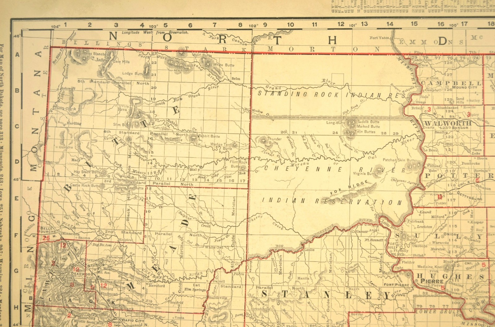 1901 Antique South Dakota Railroad Map CNW RY CMStP RR Large Atlas DATED