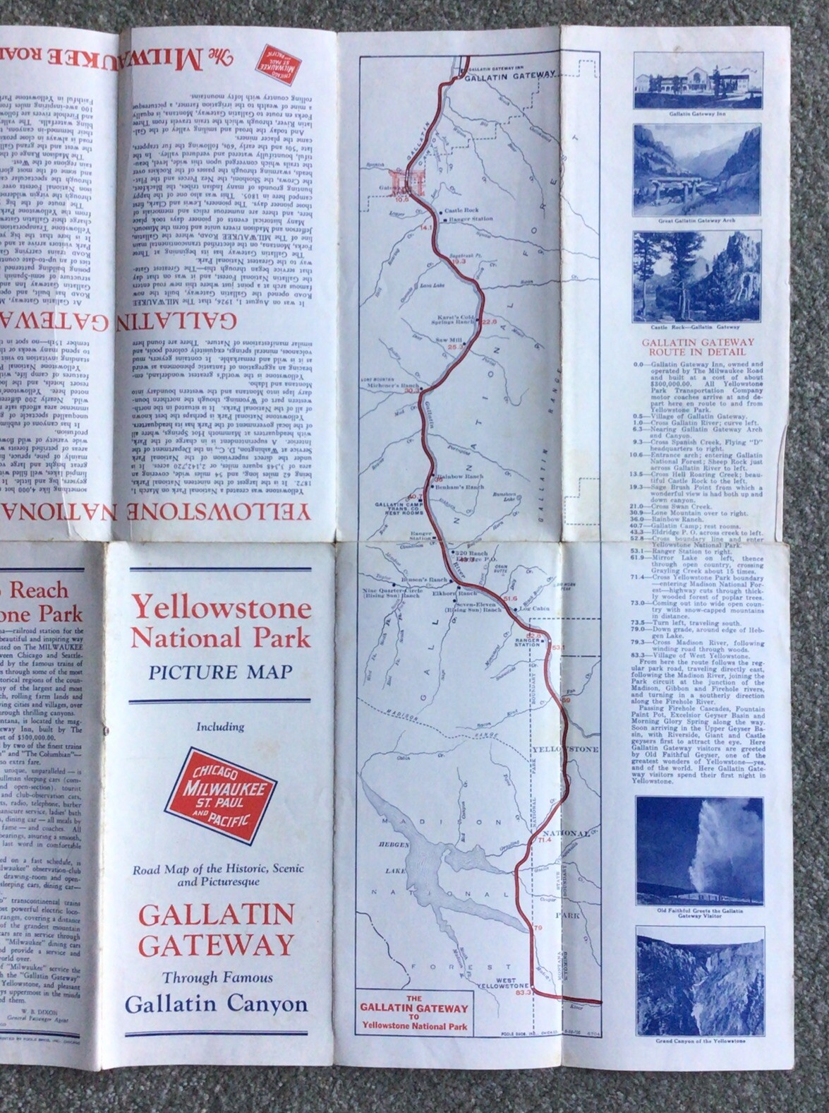 1930 Picture Map Of Yellowstone National Park Chicago Milwaukee St Paul Pacific