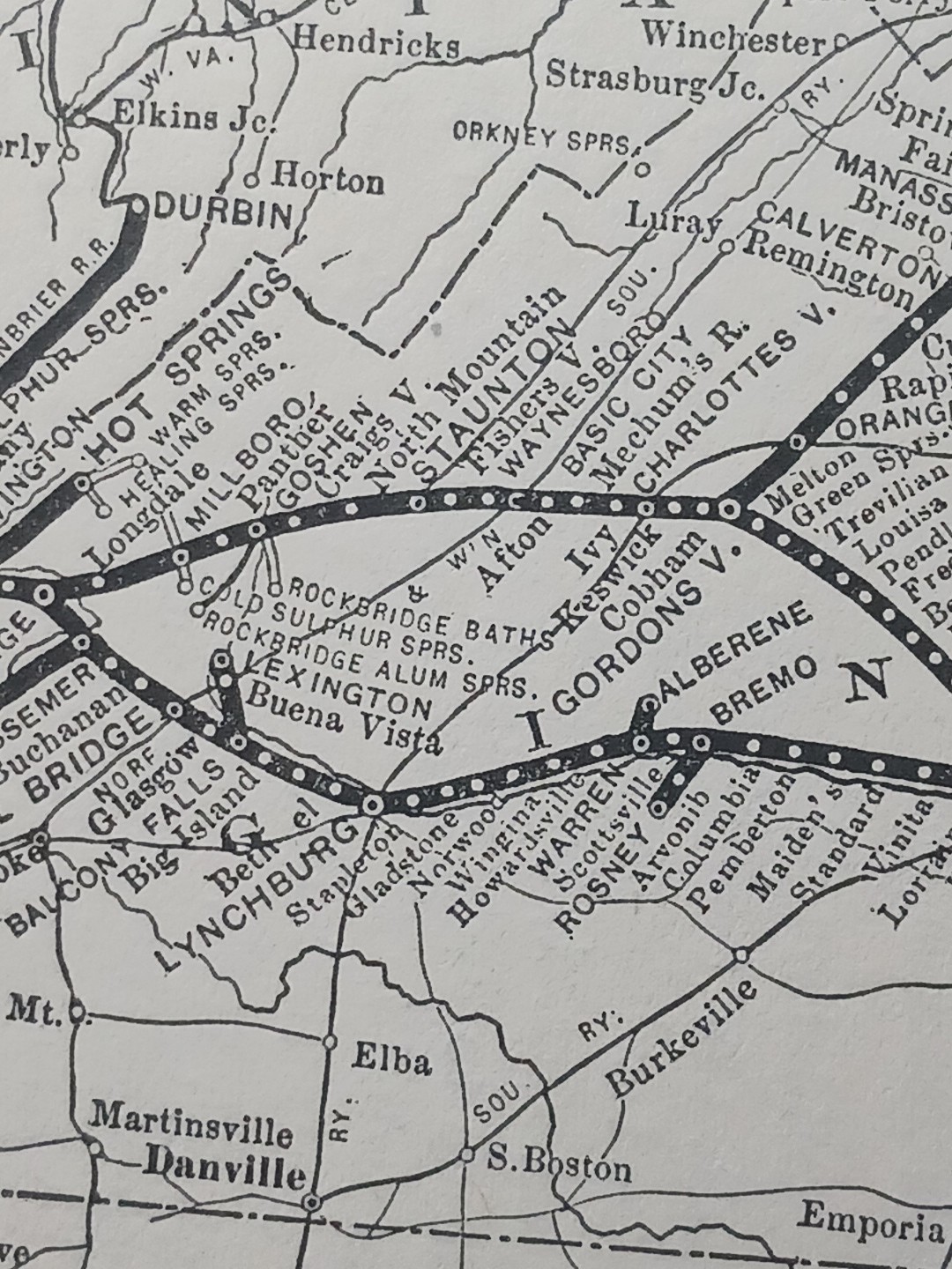 ~1904 Vintage Railroad Map CHESAPEAKE & OHIO RAILWAY all Train Routes & Stations