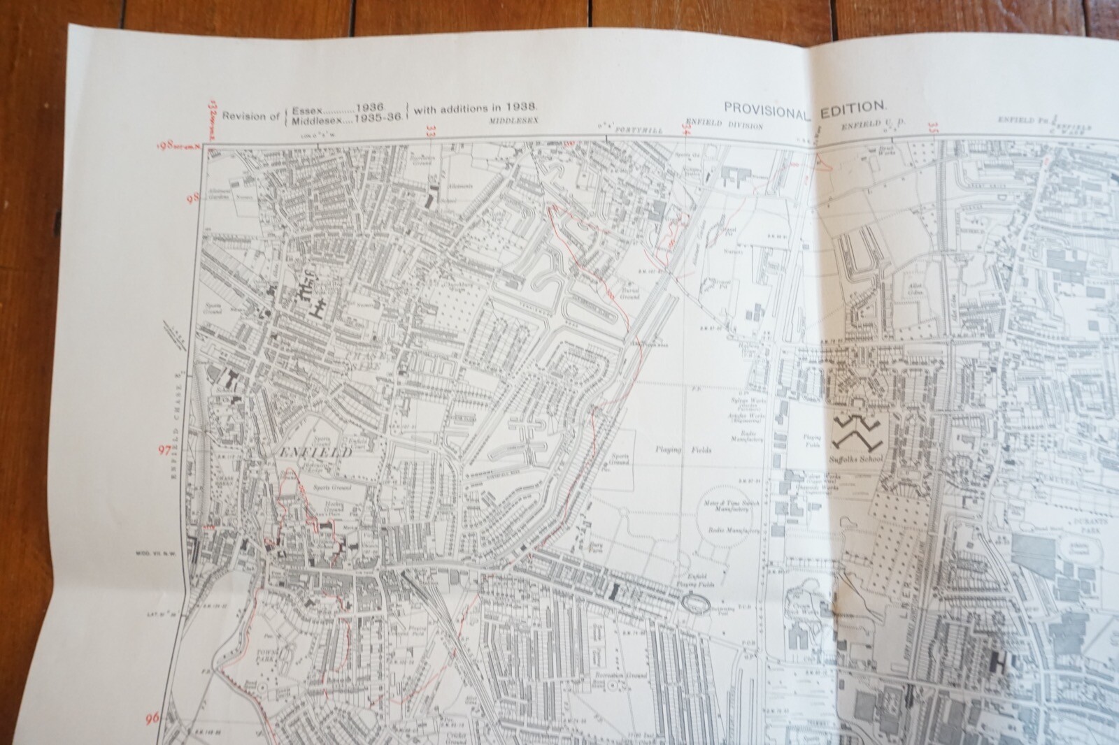 1938 Enfield Ponders End Middlesex LNER Railway OS Map