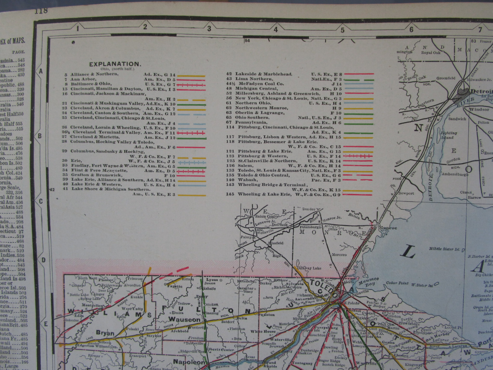 OH 1897 NORTHERN OHIO RAILROAD Map. Cram. MIILERSBURG, ASHLAND, & GREENWICH RR