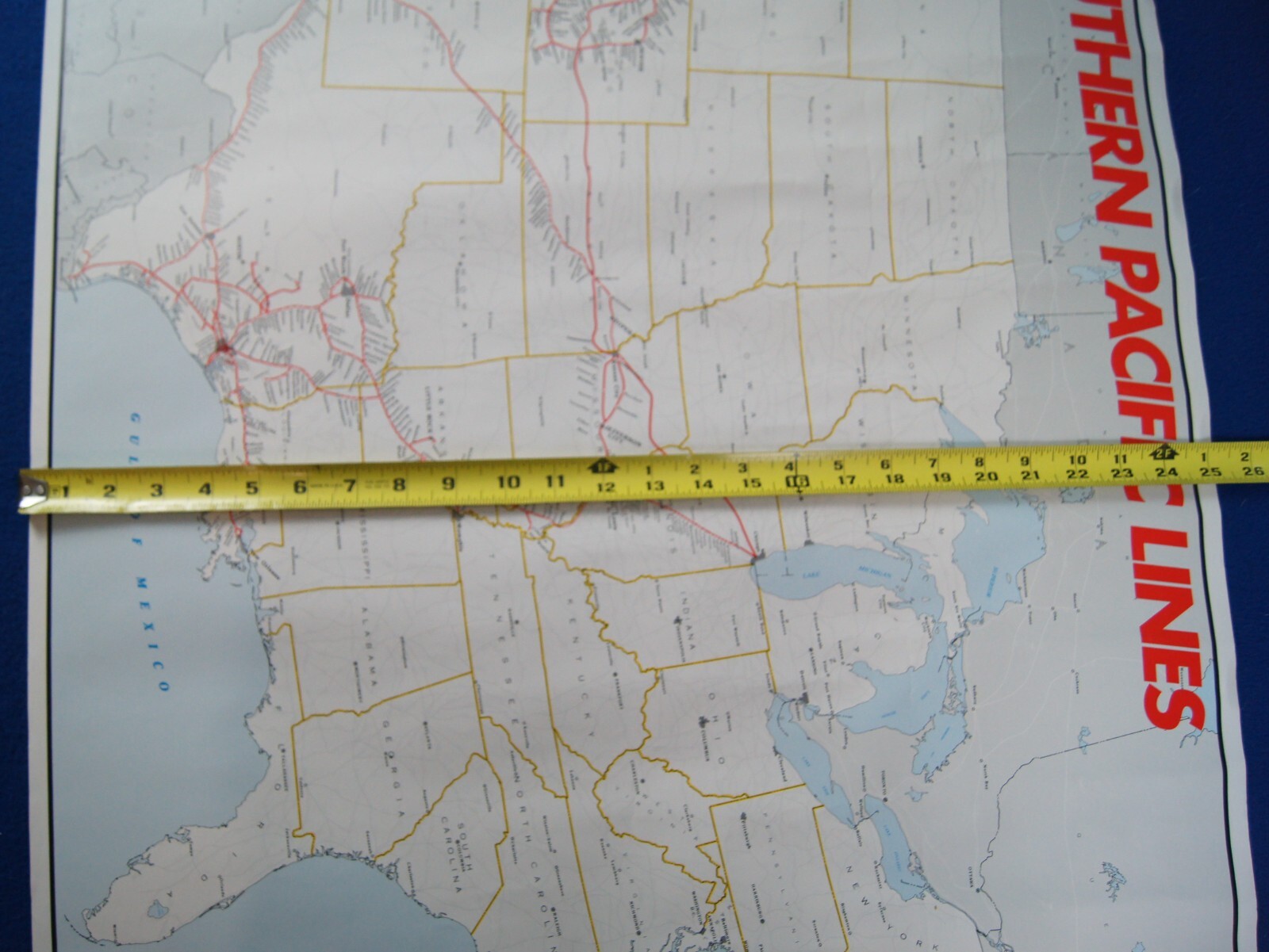 1989 Southern Pacific Lines Service Routes Map Poster 38×25″