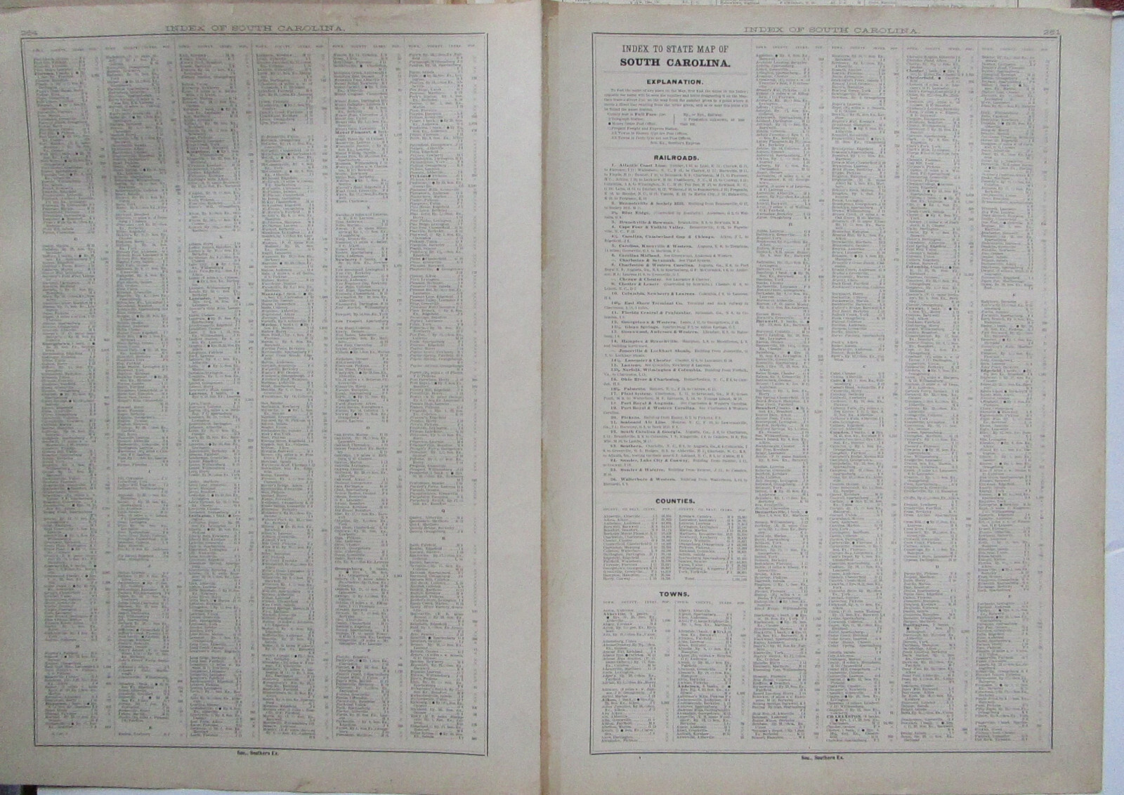 NC SC 1897 NORTH / SOUTH CAROLINA Cram RAILROAD Map. RED SPRINGS & BOWMORE RR