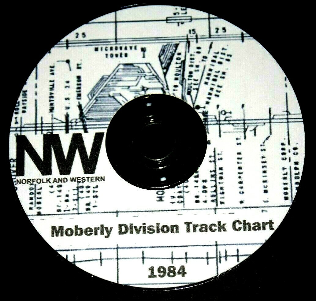 Norfolk & Western RR 1983 Moberly DivisionTrack Chart PDF Pages on DVD