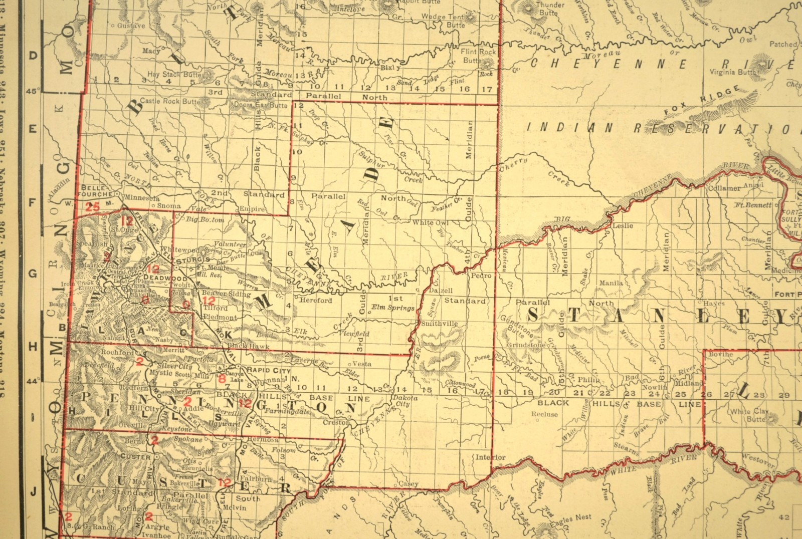 1901 Antique South Dakota Railroad Map CNW RY CMStP RR Large Atlas DATED