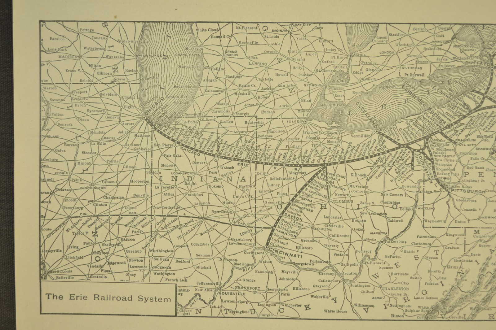 Vintage Map of the Erie Railroad Map Pennsylvania Old Original ca 1922