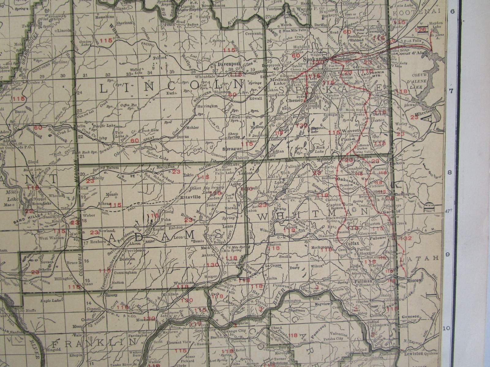 WA 1921 WASHINGTON State STEAM / INTERURBAN ELECTRIC RAILROAD / STEAMSHIP Map