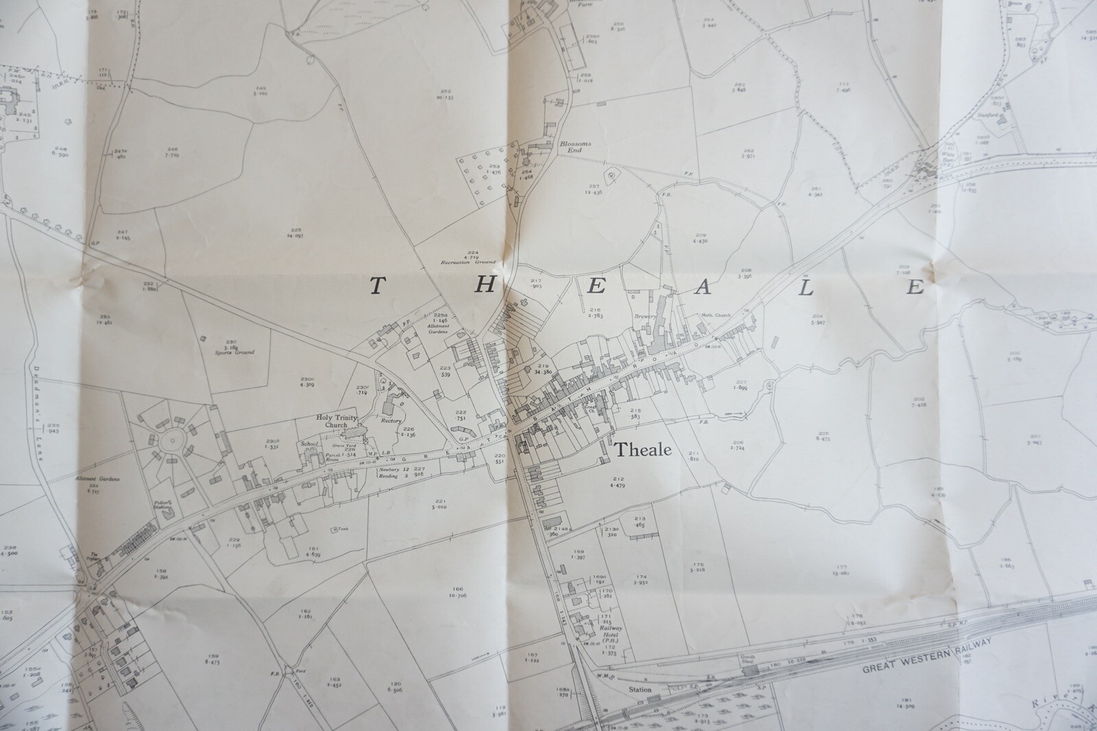 1938 Theale Berkshire GWR Great Western Railway OS Railway Map