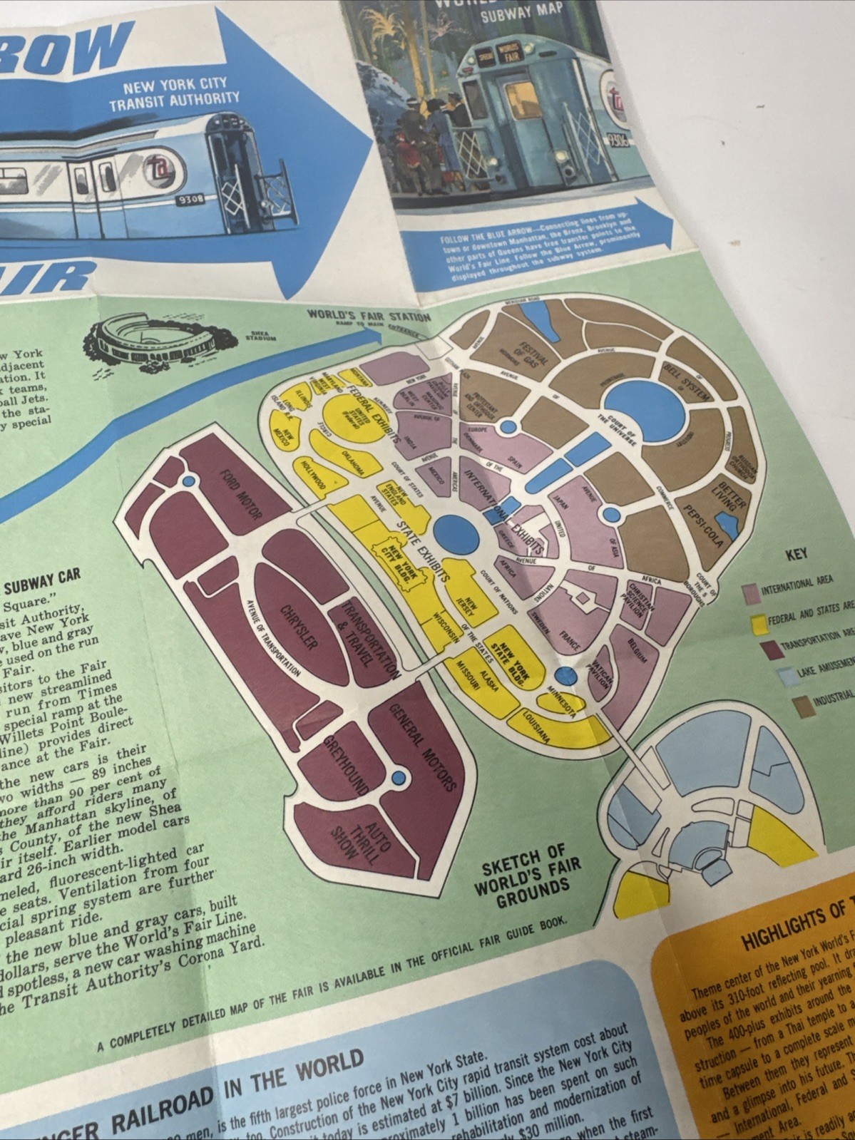 1964 NY Worlds Fair Subway Map New York City Transit Authority Vintage Original