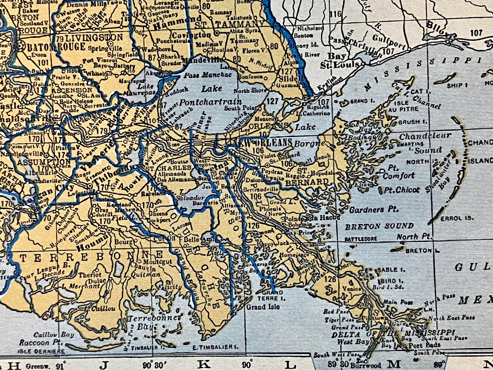 MAINE & LOUISIANA Original c 1935 County & Railroad Maps. Hammond & Co. 9×12″