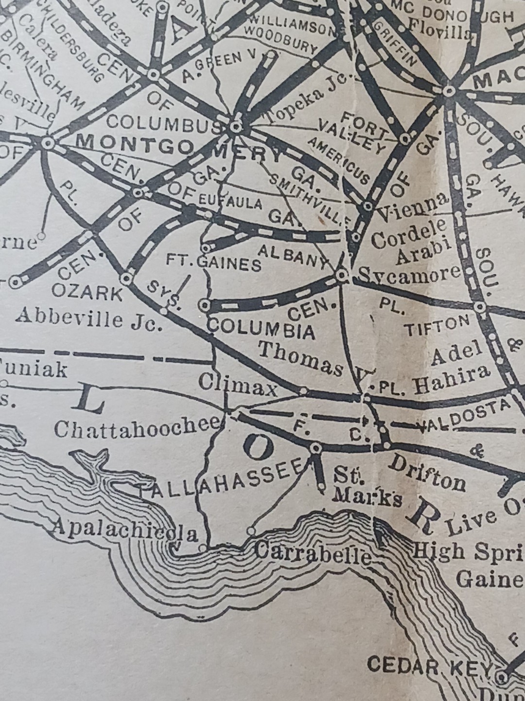 ~1898 ANTIQUE Railroad Map SOUTHERN RAILWAY SYSTEM Train Route All Lines 9″x11″