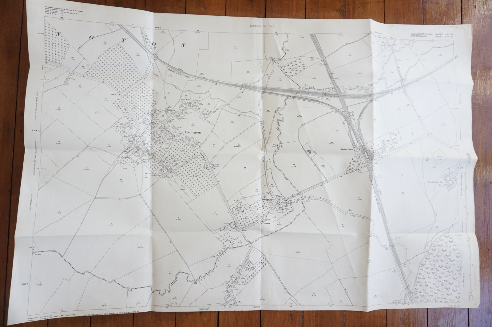 1922 Kingham GWR Chipping Norton Gloucester Railway OS Railway Map