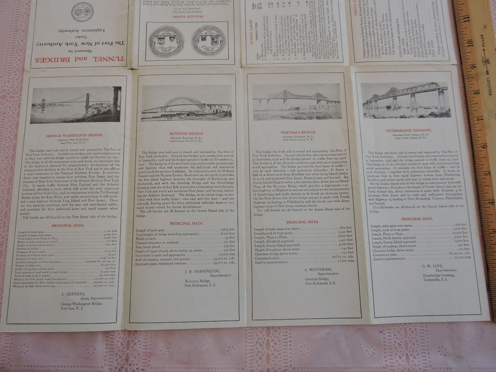 RARE 1938 New York City Map NYC Road Highway Bridge Tunnel PORT AUTHORITY