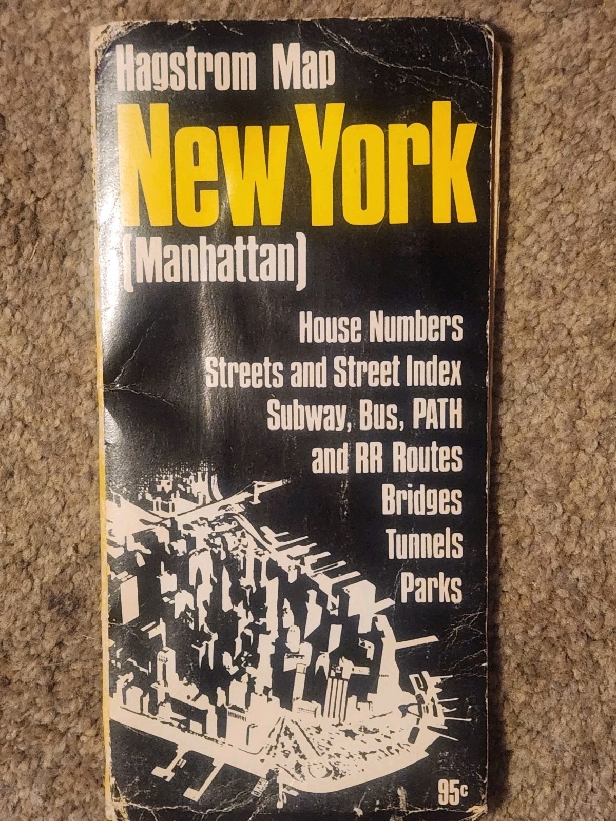 Vintage Hagstrom’s Map of New York Manhattan Street Subway Bus Path RR Bridges..