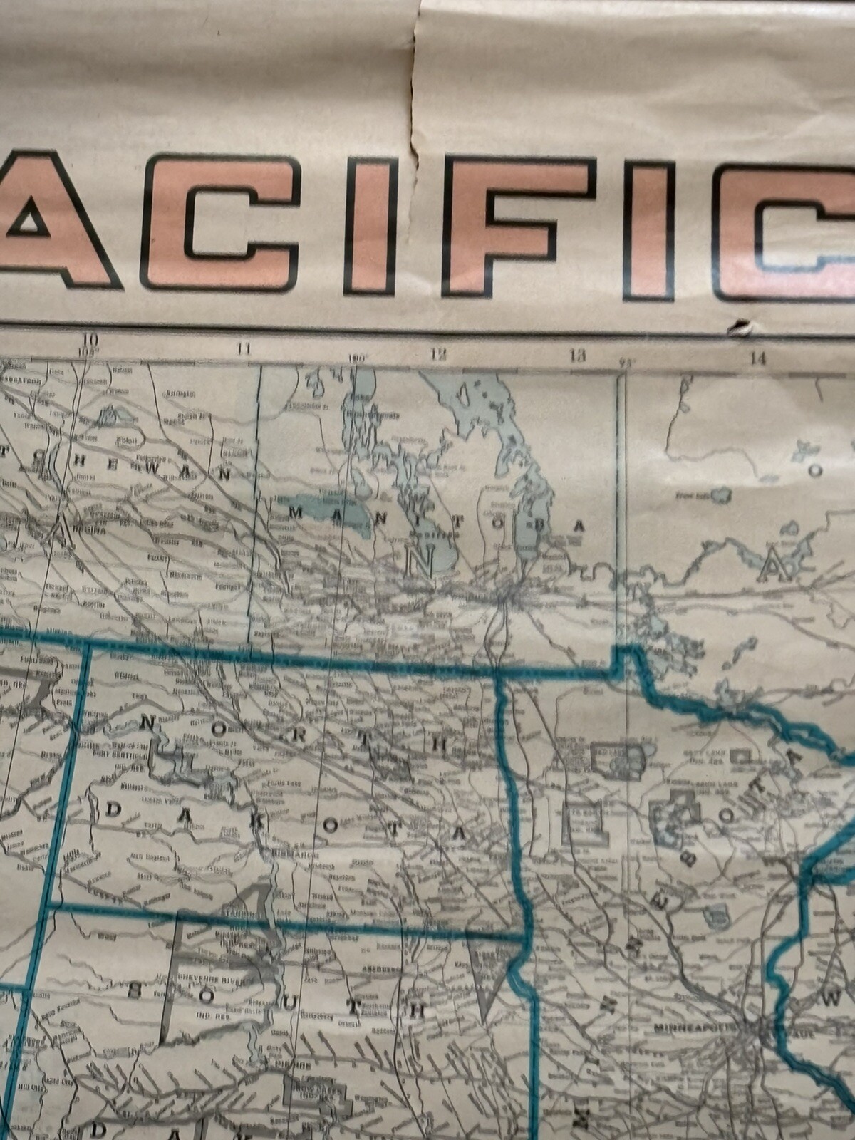Vintage Map of Union Pacific Railroad United States