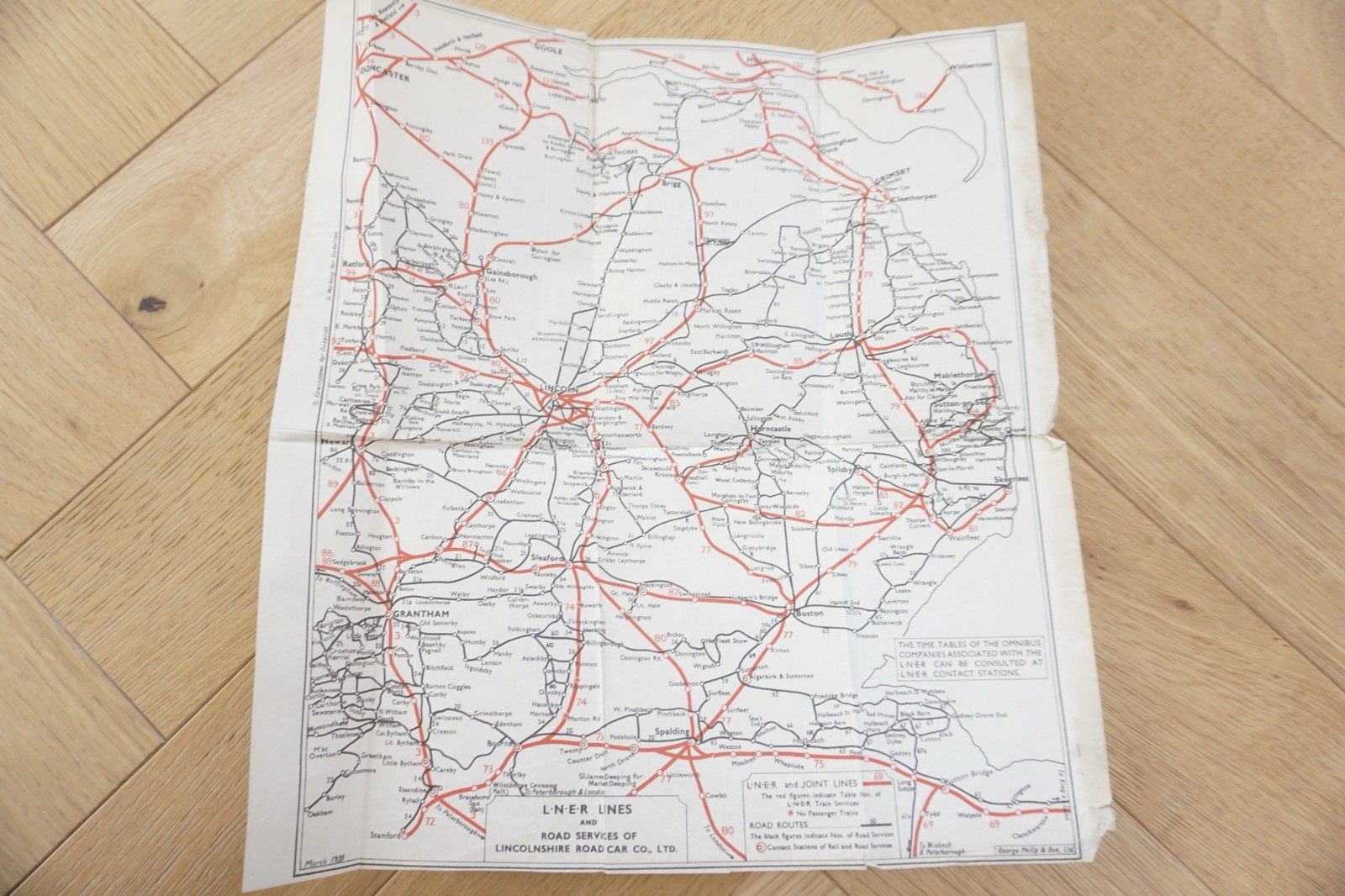 c1930s Lincolnshire LNER Railway Map