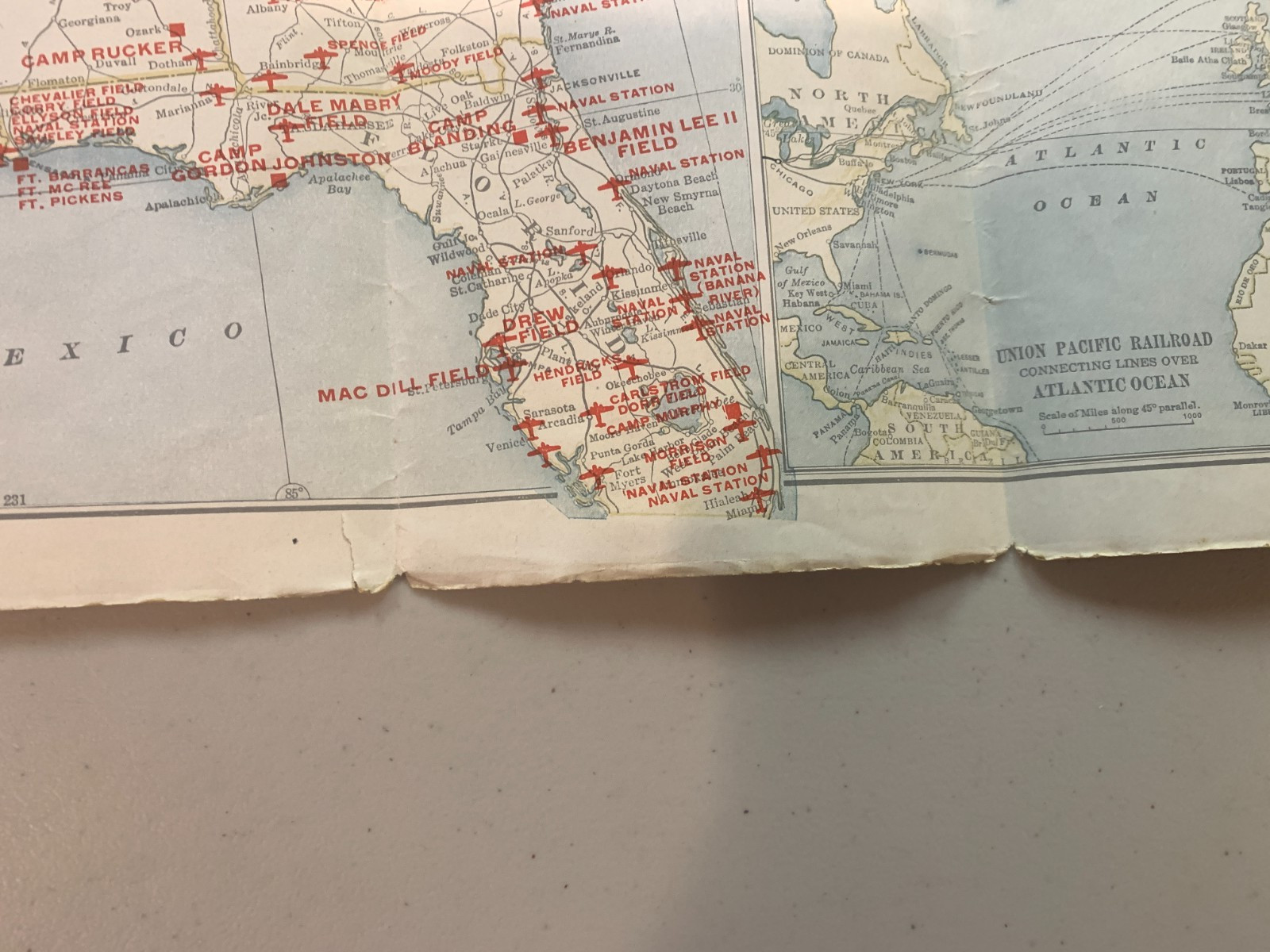 1944 Union Pacific Railroad Military Map of the United States Brochure