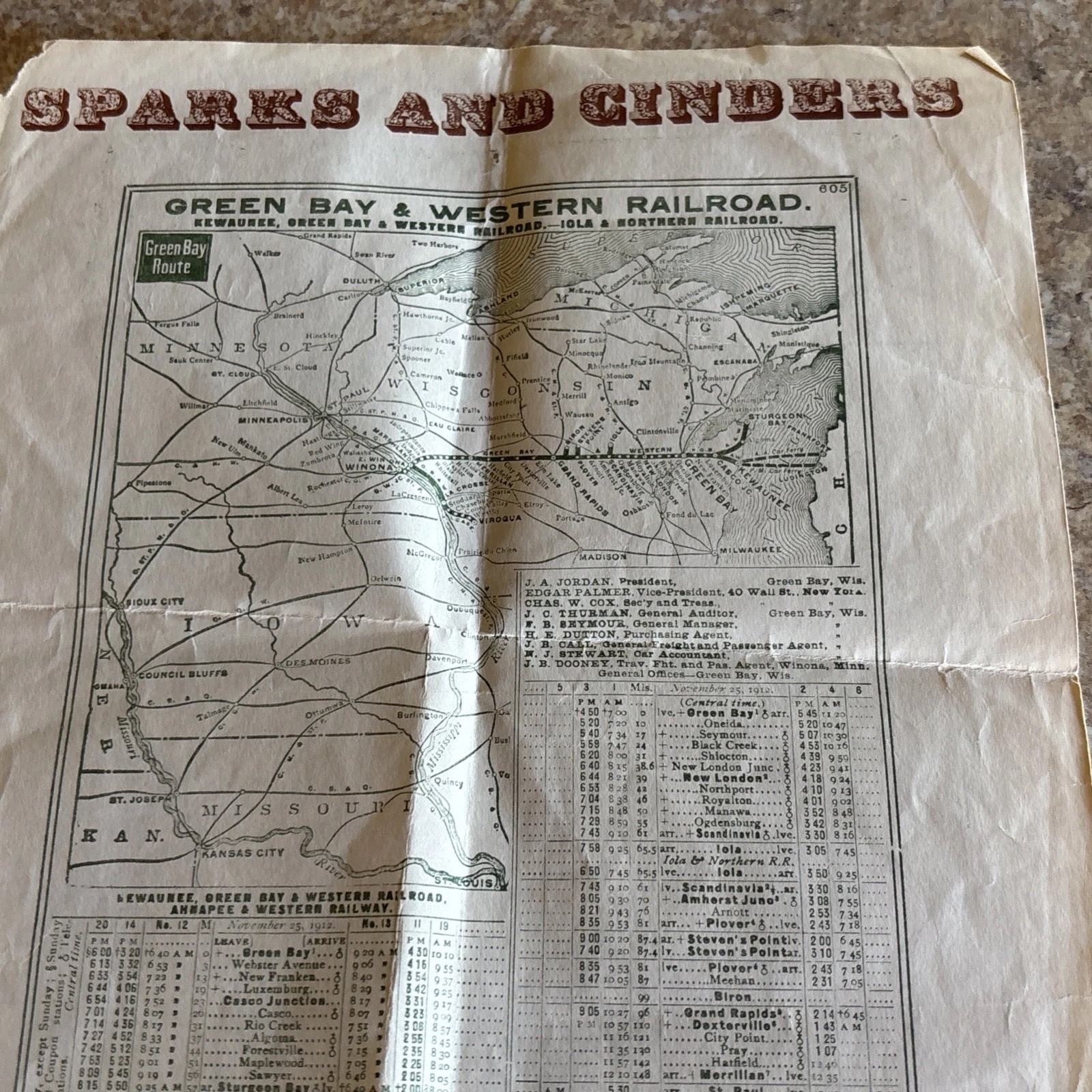 Pere Marquette Railroad – Original System Map by “Sparks And Cinders” Vintage