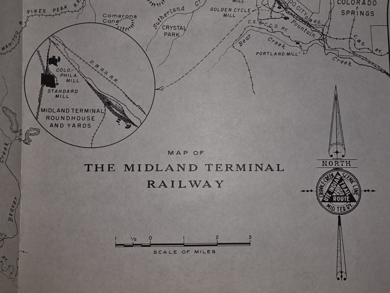 Original 1900s Map The Midland Terminal Railway Ute Indian Trail Route EJ Haley