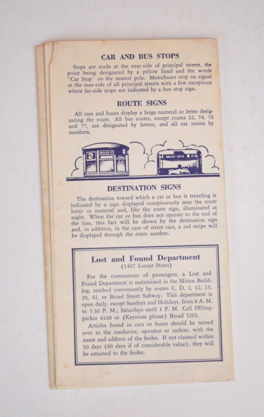 Street Car Bus Subway Map Philadelphia Rapid Transport System 1936