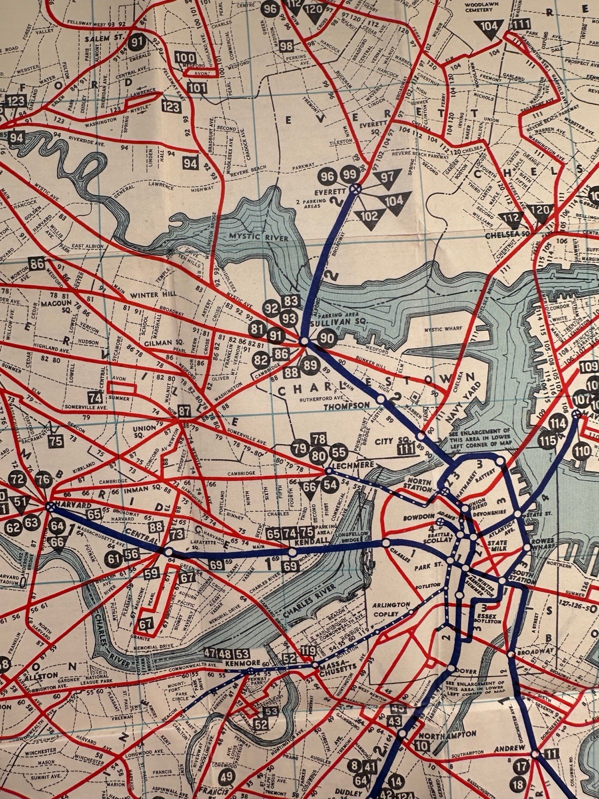 1938 Boston Elevated Railway System Route Map No. 3 Complete Folding Transit Map