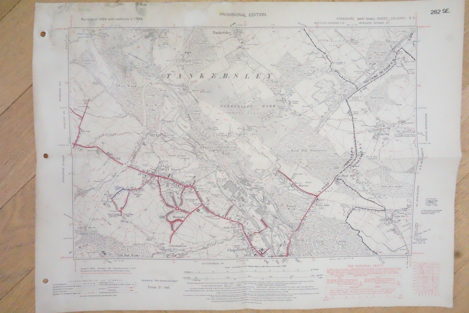 1938 Tankersley Chappletown Yorkshire LMS Railway OS Linen Map Ref 59 *