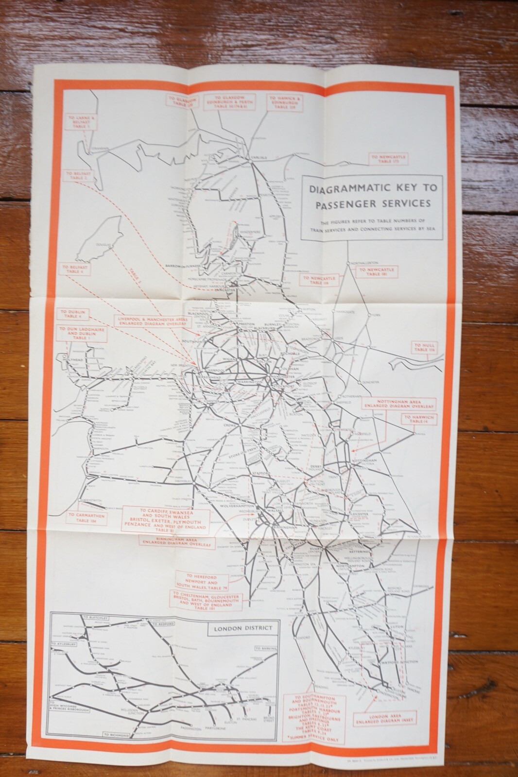1963 British Rail London Midland Passenger Network Railway System Map