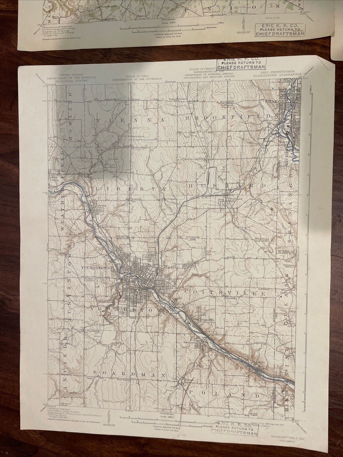 1917 ERIE RR Co Topographic Maps WOOSTER XENIA W COLUMBUS YOUNGSTOWN WESTERVILLE