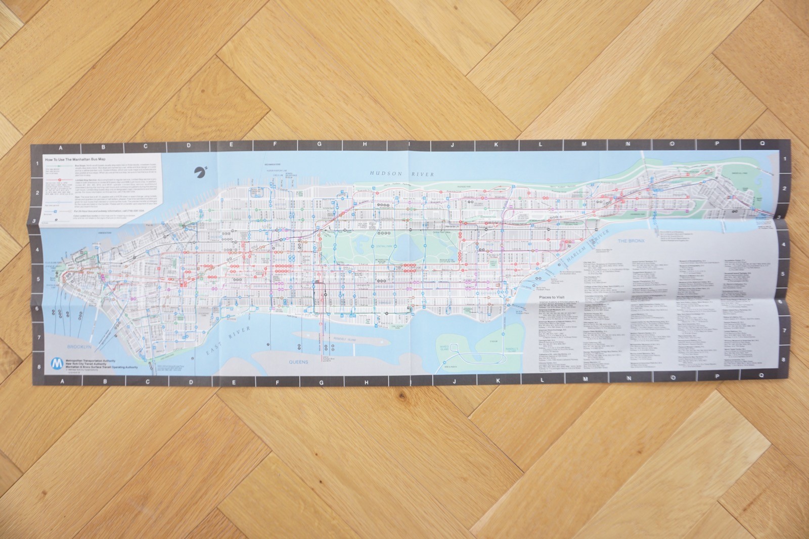 1990 Manhattan New York Bus Guide Bus Map VGC