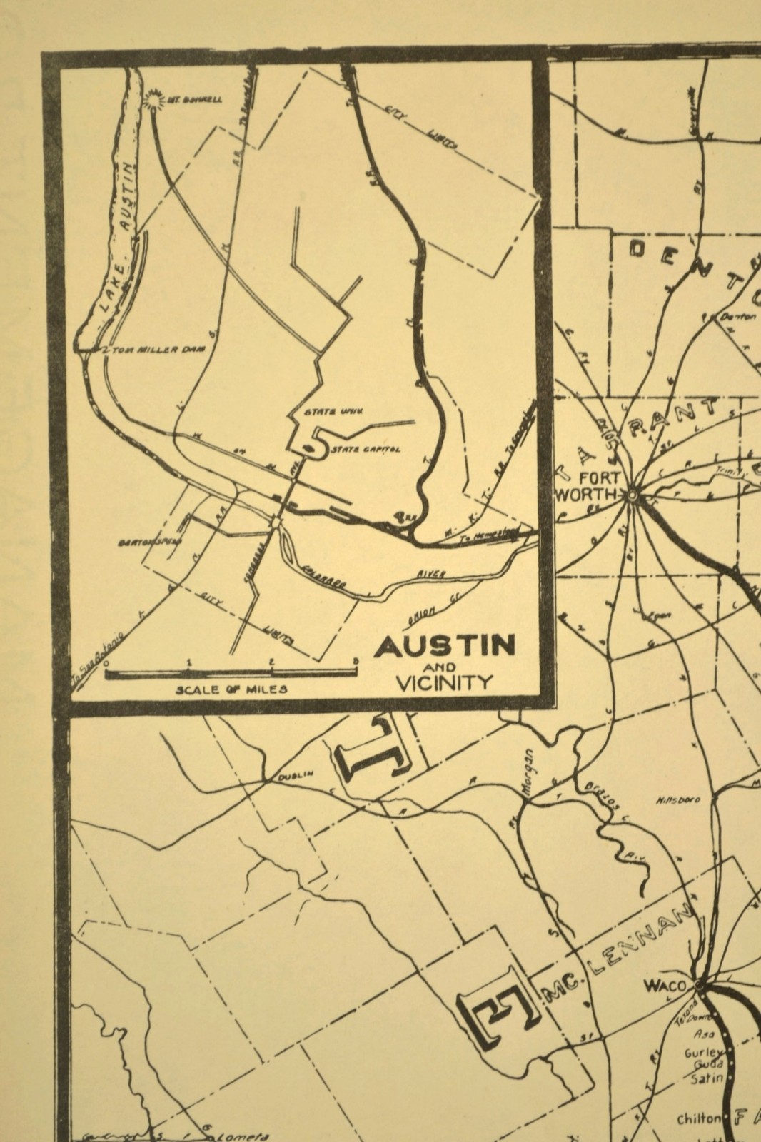 Southern Pacific Railroad Map Dallas Division Austin & Northwestern RR T&NO RR