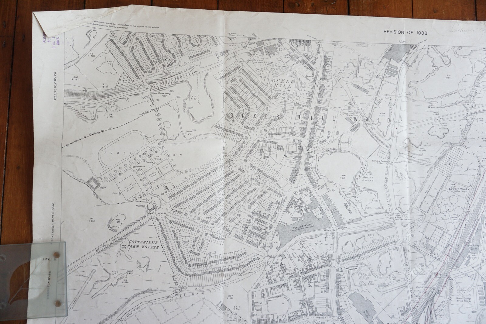 1938 Horseley Heath Ward Great Bridge GWR Great Western Railway OS Railway Map