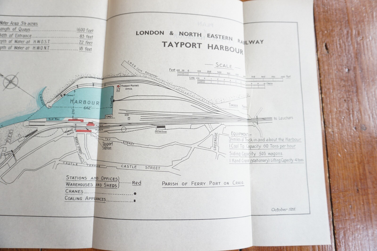 1935 LNER Tayport Harbour & Docks Railway Plan Map