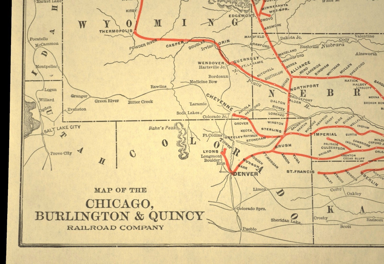 Chicago Burlington Quincy Railroad Map CBQ RR Burlington Route Vintage