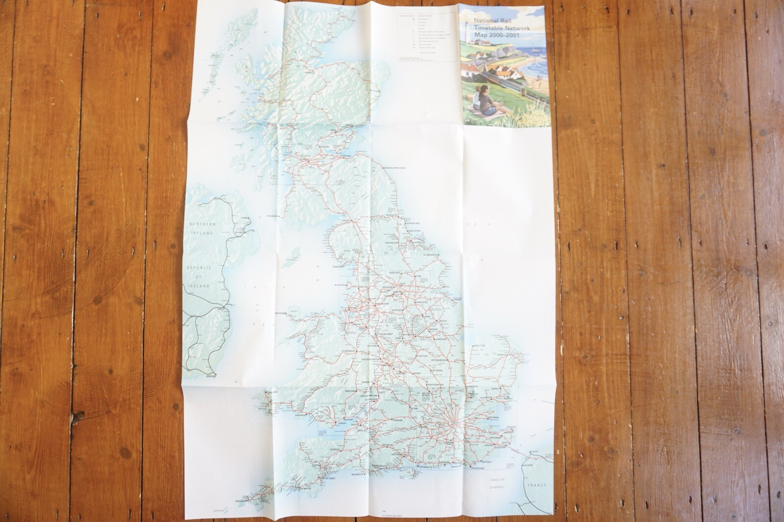 2000 2001 British Rail Passenger Network Railway Map VGC