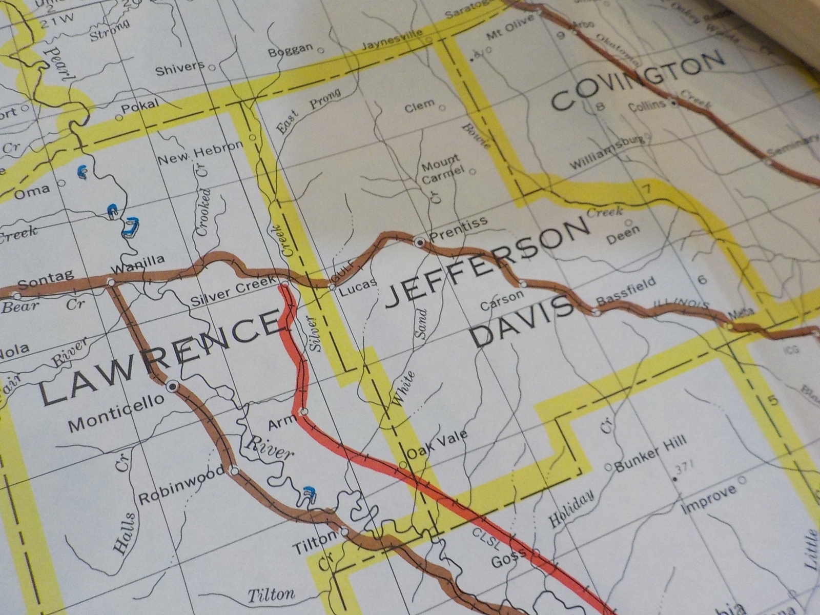 Map Burlington Northern Mississippi State Railroad Map 1983 August