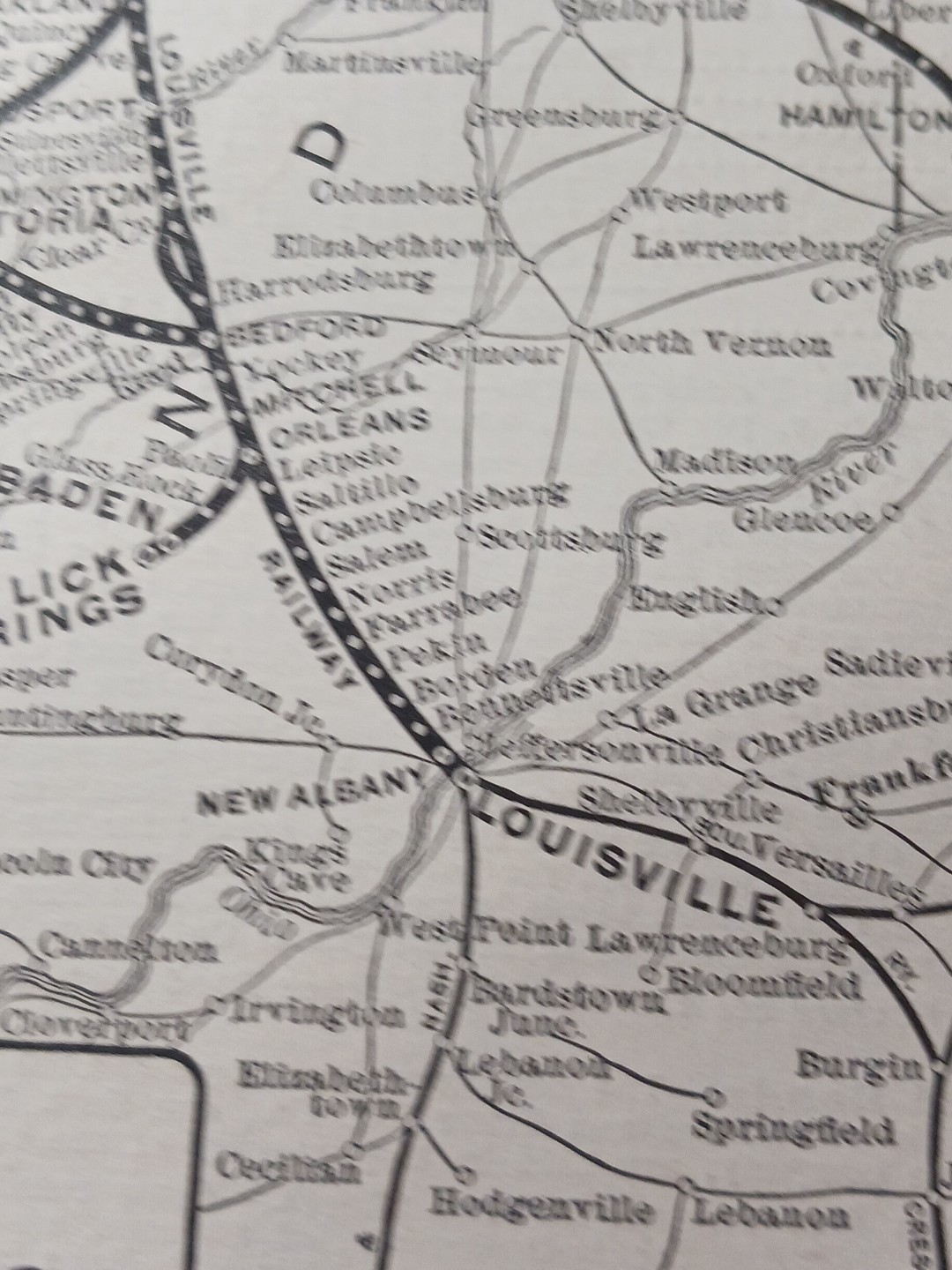 1905 Train Route Map CHICAGO INDIANAPOLIS & LOUISVILLE RAILWAY Nora IN railroad