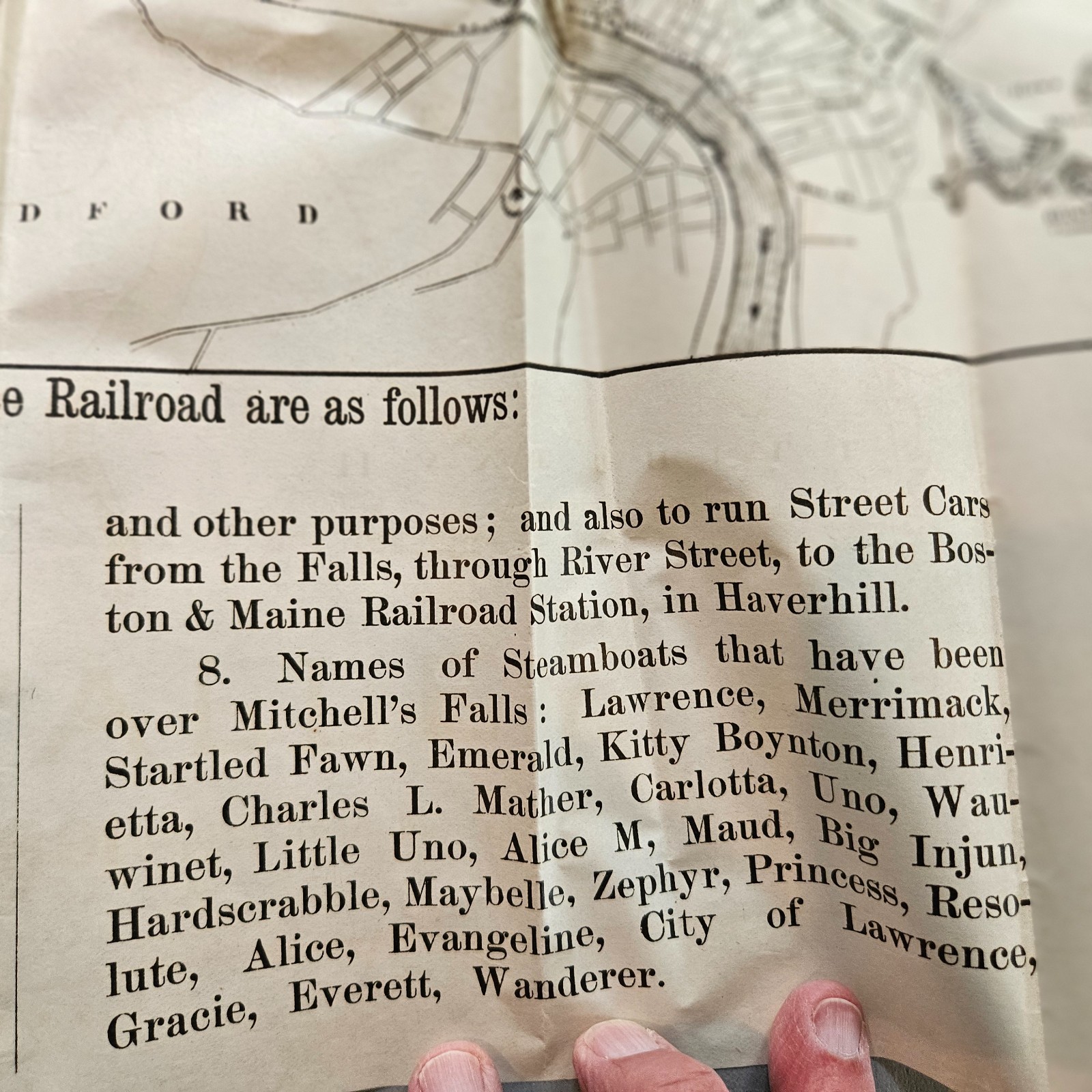 Original 1891 Map Proposed Haverhill & Lawrence MA Railroad