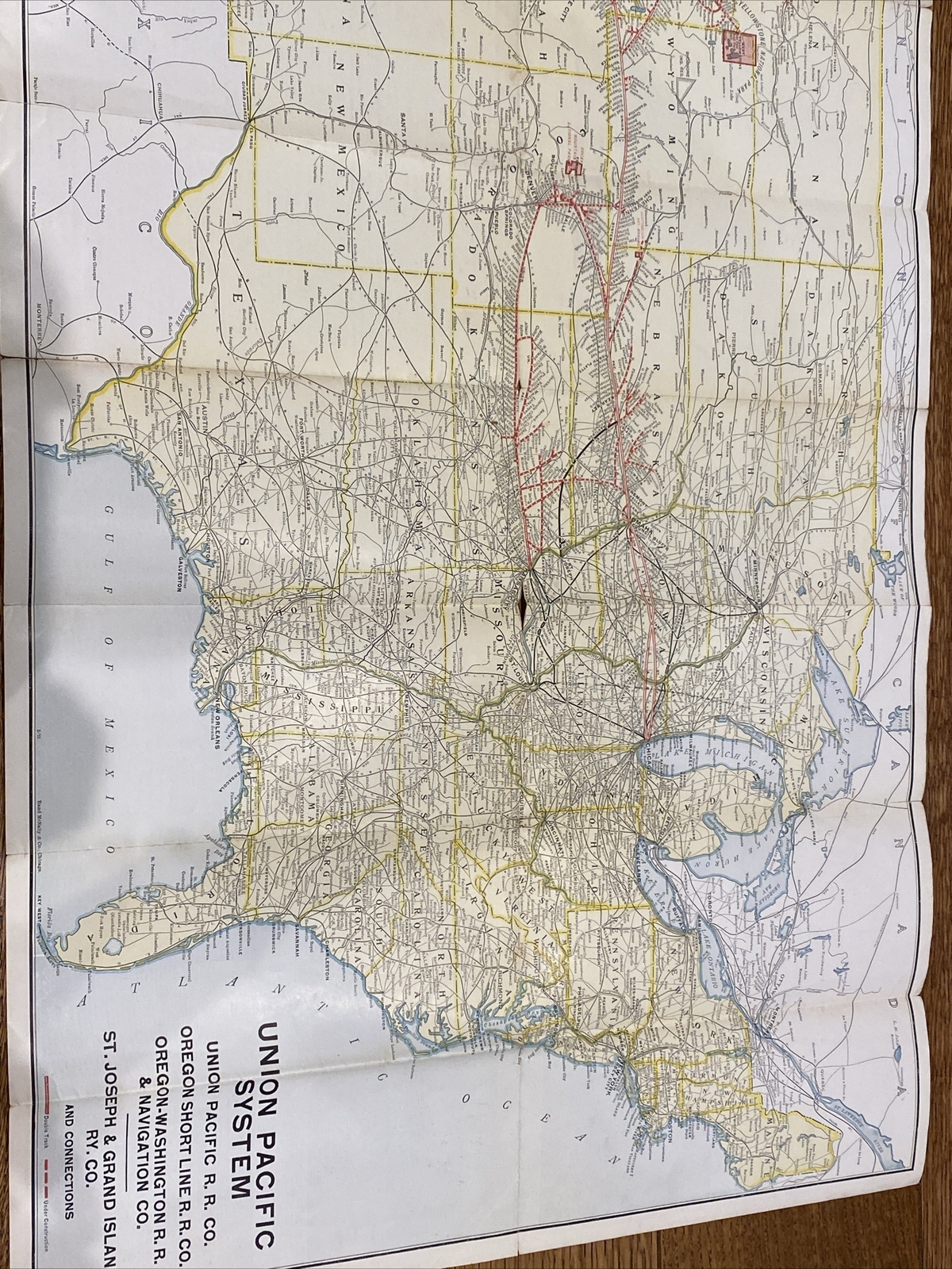 Vintage Union Pacific System Overland Route Railroad Train Map United States