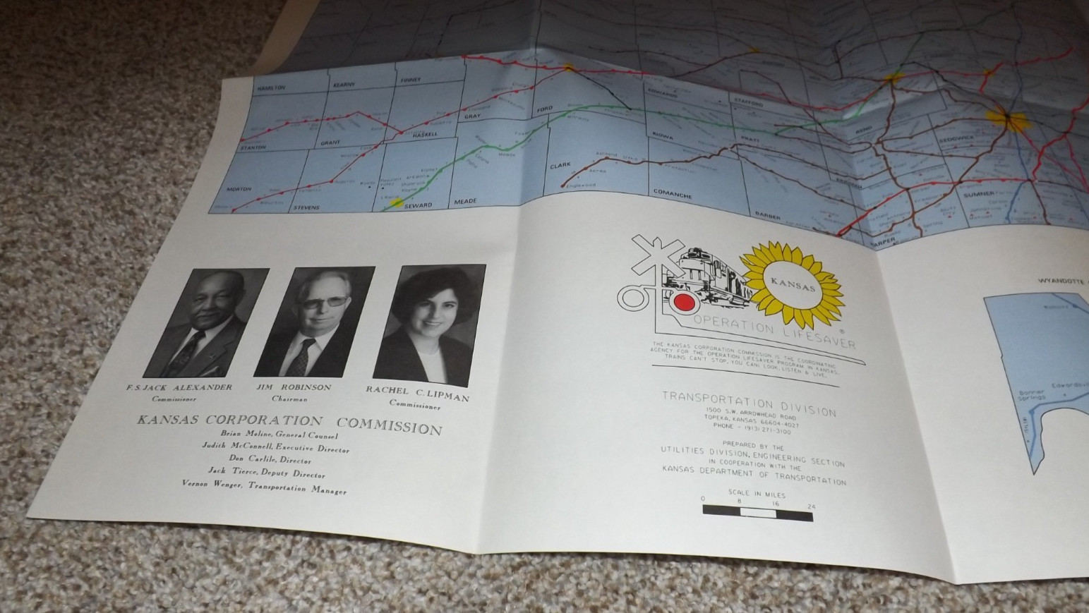 KANSAS ORIGINAL 1994 21″ X 28″ OFFICIAL STATE RAILROAD MAP