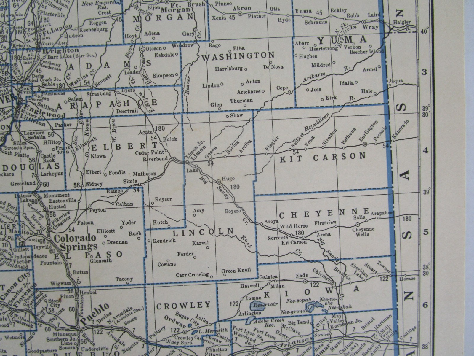 15% off. CO CT GREAT DEPRESSION era 1931 COLORADO RAILROAD Map or CONNECTICUT