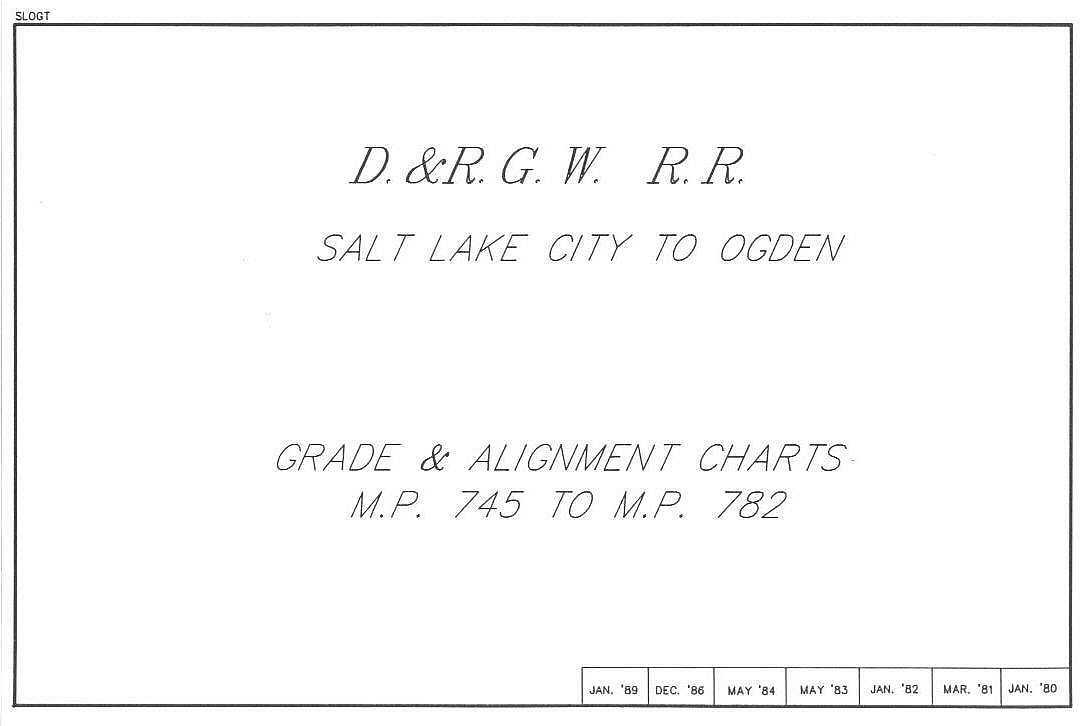 Southern Pacific 1989 (D&RGW) Salt Lake City to Ogden Track Chart PDF Pgs on DVD