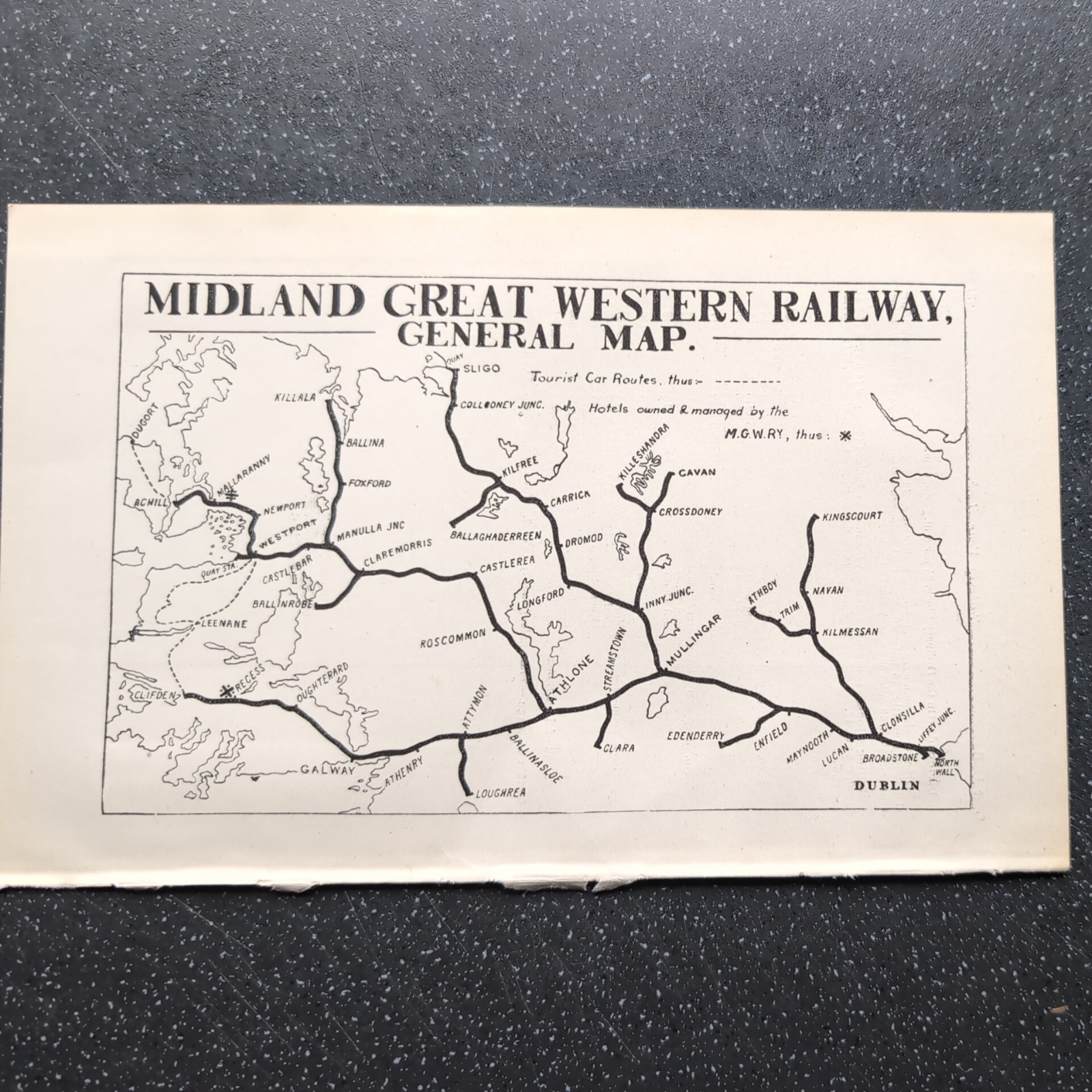 Original 1923 Railway General Map of Midland Great Western Railway General Map