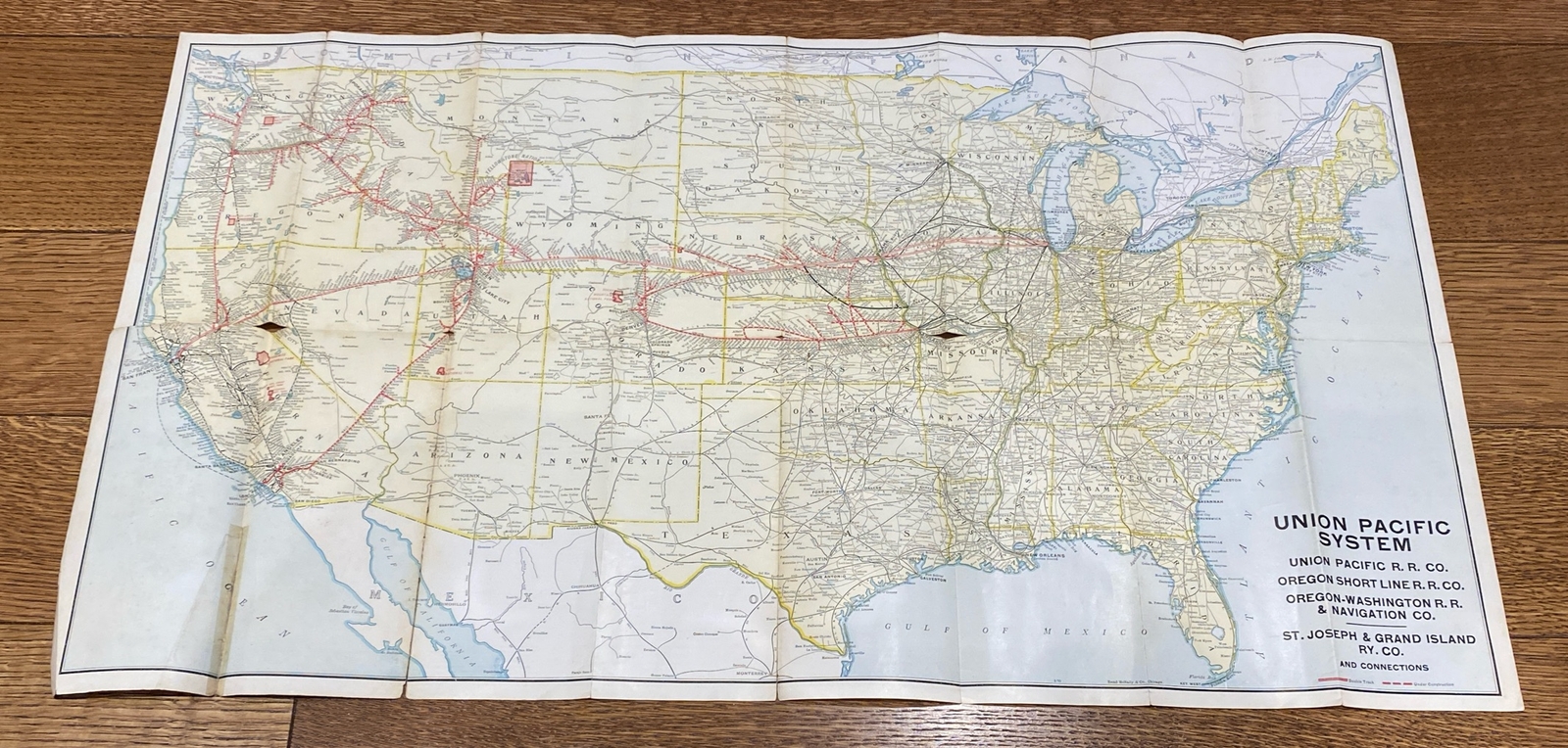 Vintage Union Pacific System Overland Route Railroad Train Map United States