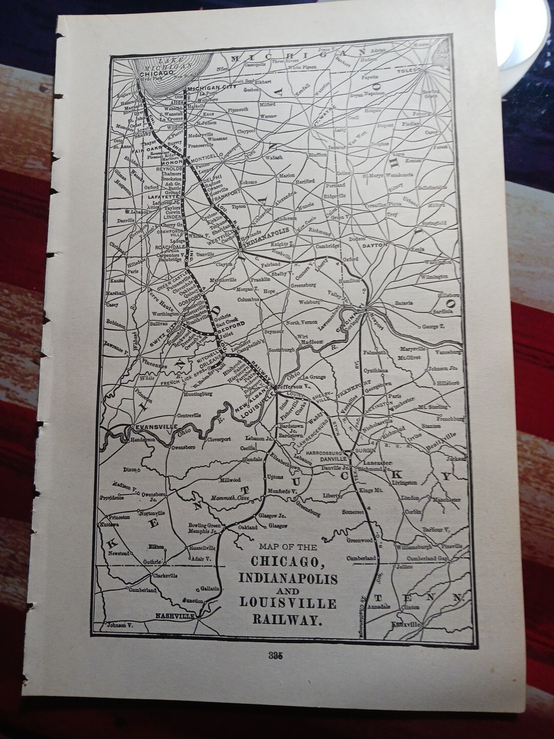 1902 Train Route Map CHICAGO INDIANAPOLIS & LOUISVILLE RAILWAY railroad Stations
