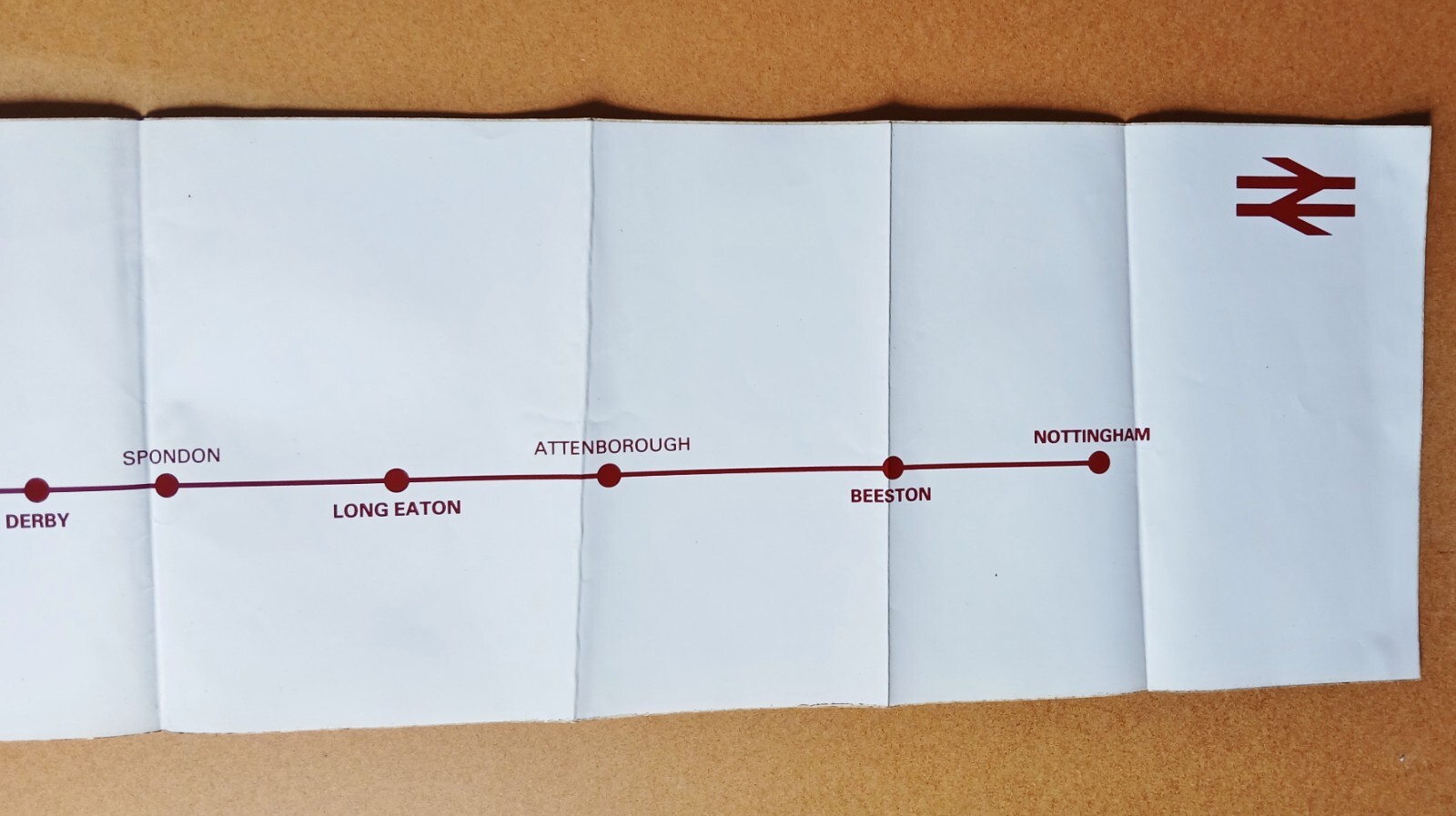 BR Railway Map Vinyl 8″ x 36″ – Midlands Link – Birmingham & Nottingham – c.1985
